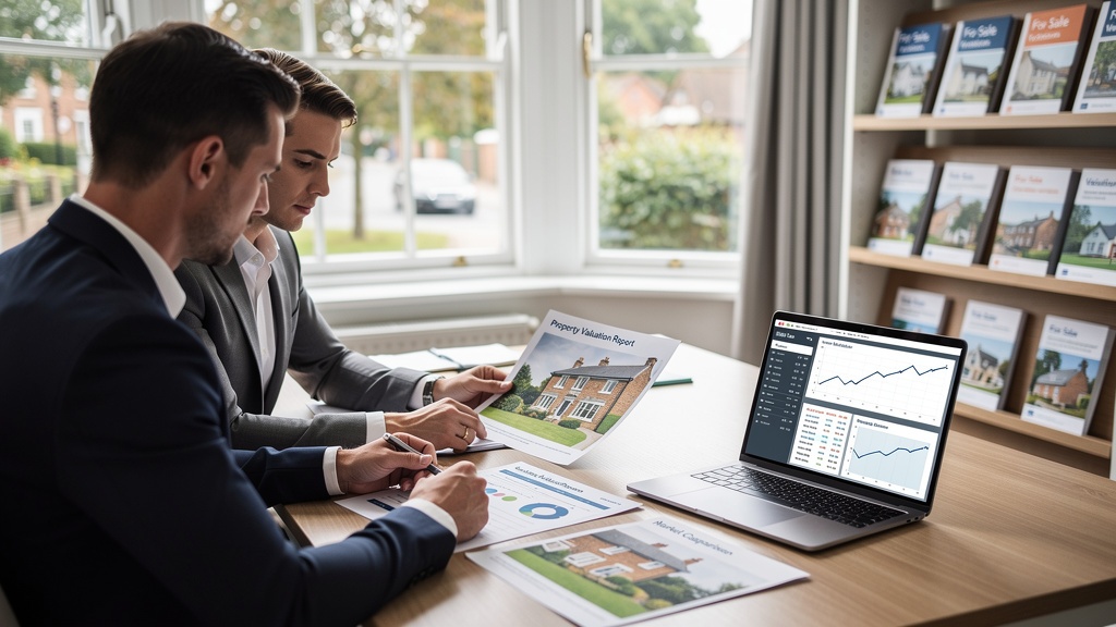 RICS registered valuer reviewing property valuation documents and local market data in a professional East Sussex office